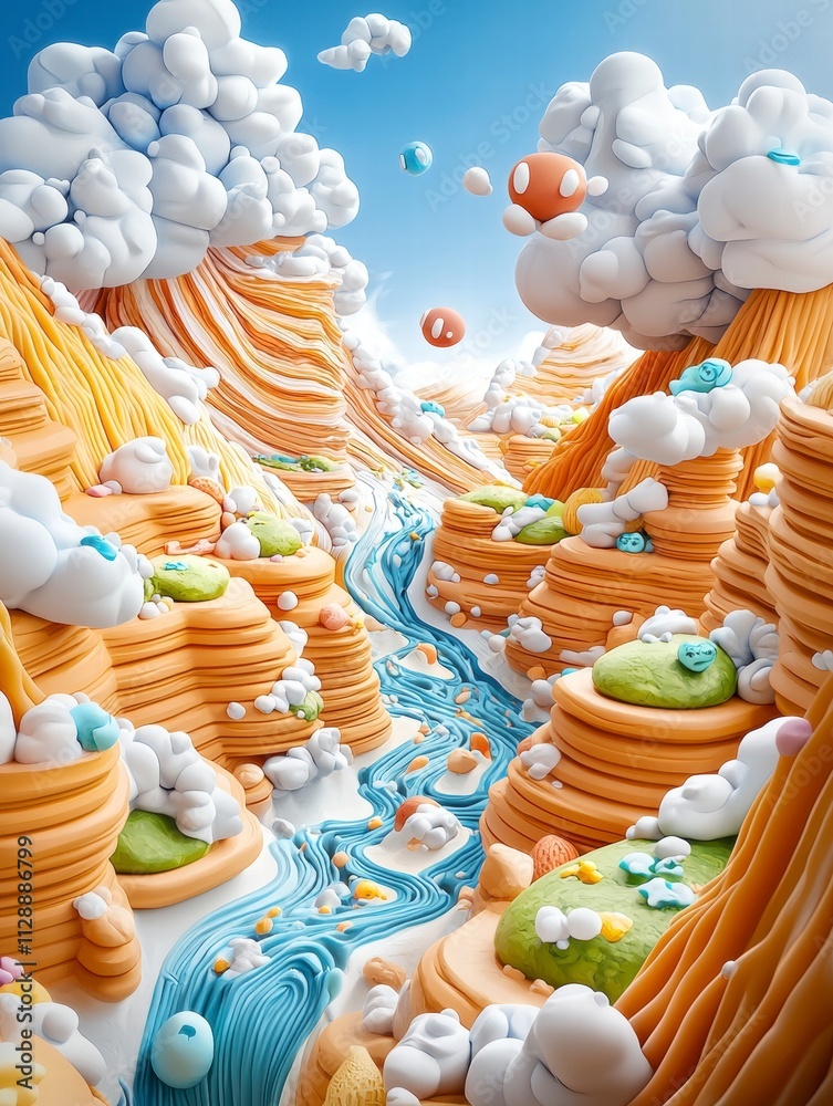 Fototapeta premium Whimsical Candy Land River Valley.
