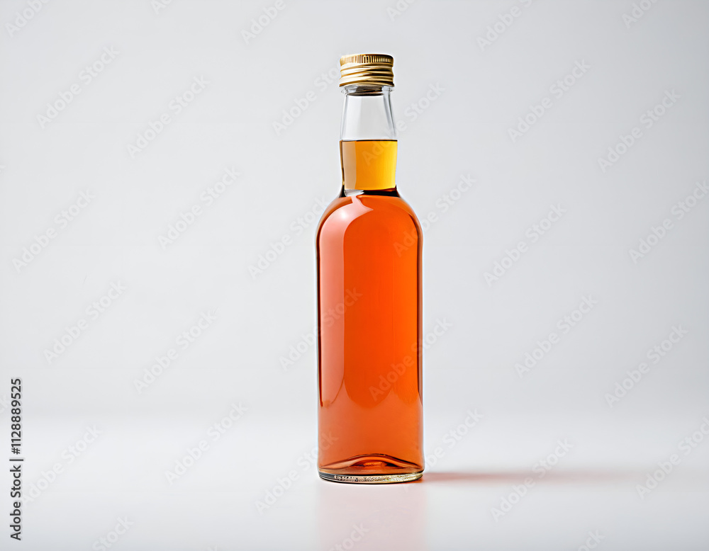 Bottle mockup with cap filled with juice on white background showcasing clear design
Bottle mockup with cap filled with juice on white background showcasing clear design