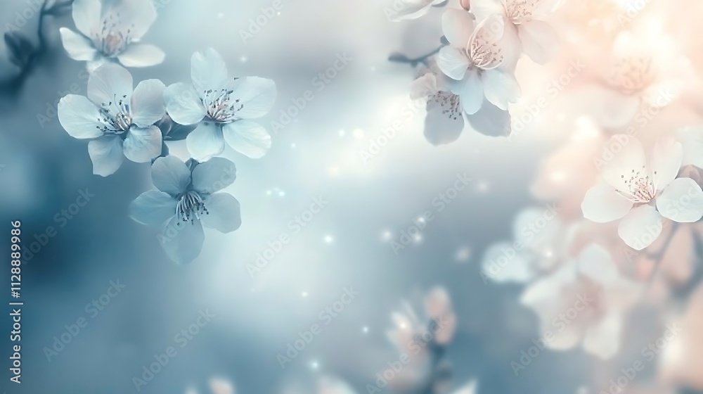 Delicate White Blossoms Softly Bloom In Spring Delicate White Blossoms Softly Bloom In Spring