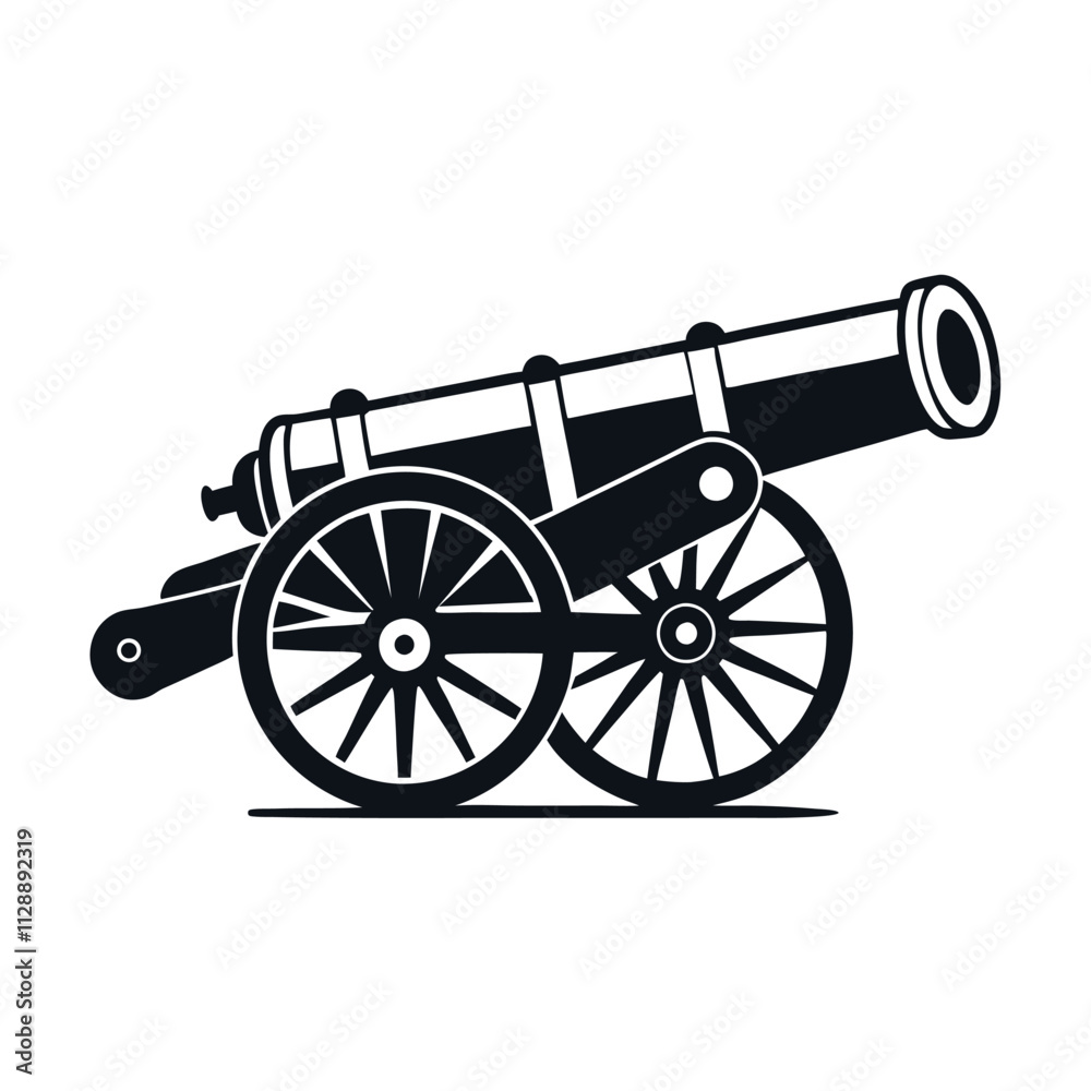 Fototapeta premium Bold Cannon Vector Design for Historical Logos and Themes.