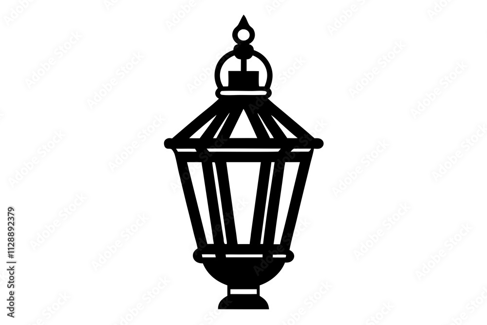 Victorian Lantern Icon on White Background - Classic Lighting Design Victorian Lantern Icon on White Background - Classic Lighting Design