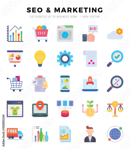 SEO & MARKETING icon pack for your website. mobile. presentation. and logo design.