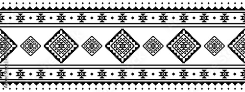 Southwest Aztec geometric Native American Mexican Navajo tribal ethnic boho indian texture ornament seamless pattern fabric black and white design vector for woven textile printing blanket rug carpet 
