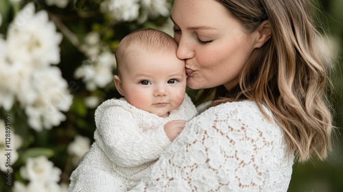 Tender Moment of Love Between Mother and Baby