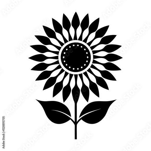 Black silhouette botany round sunflower vector icon design