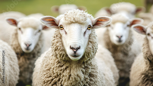 sheep grazing, beautiful illustration of pasture with sheep