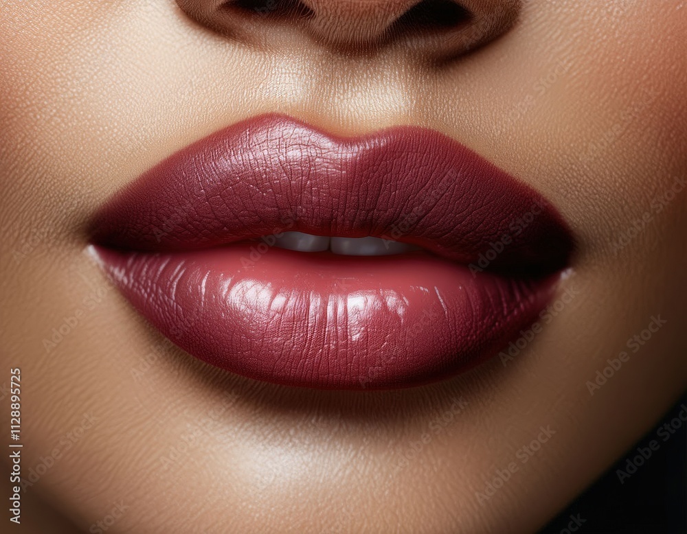 Close-up of Lips with Dark Red Lipstick Close-up of Lips with Dark Red Lipstick