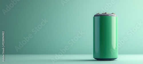 Cartoon-style 3D illustration of a floating green battery