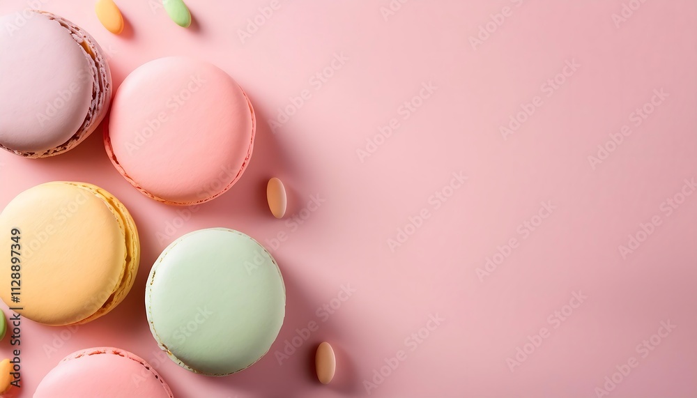 Colorful macarons on a pink background. Colorful macarons on a pink background.