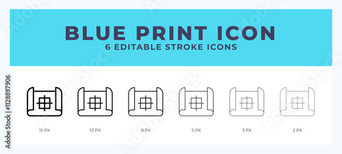 Blue print vector icon. With different stroke vector illustration.