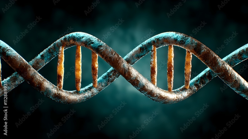 Intricate and Colorful DNA Helix Structure with a Futuristic Background Illuminated in Blue and Orange Hues Intricate and Colorful DNA Helix Structure with a Futuristic Background Illuminated in Blue and Orange Hues