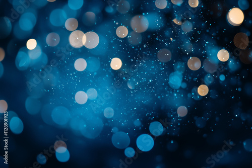 light blue bokeh background for design, Abstract blue background with snowflakes