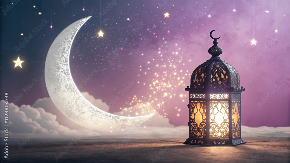 Kareem background banner for Ramadan. Islamic greeting cards for Ramadan and Muslim holidays. Moon and lantern on a banner Kareem background banner for Ramadan. Islamic greeting cards for Ramadan and Muslim holidays. Moon and lantern on a banner