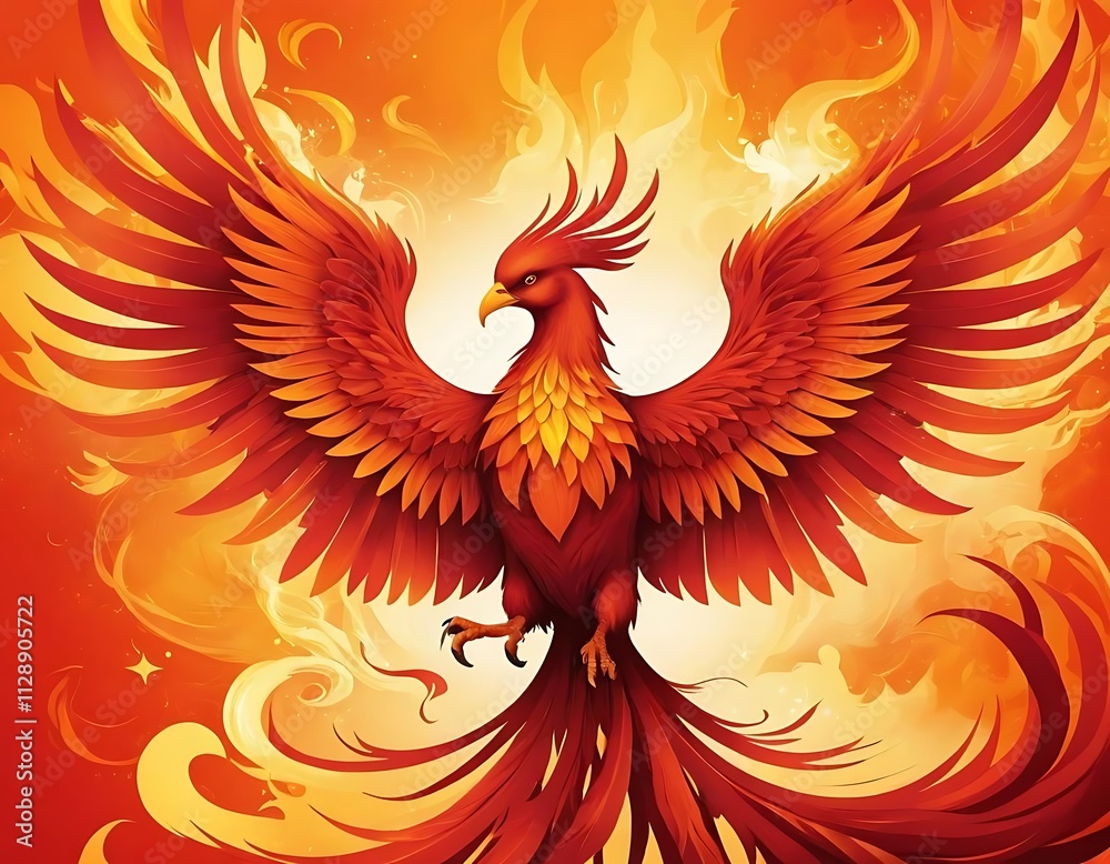 Fototapeta premium bird with wings and flames