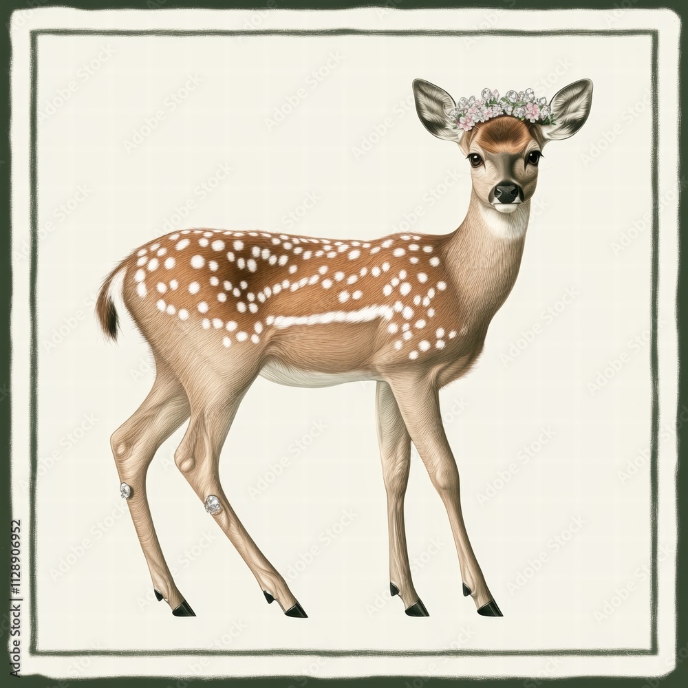 Elegant Fawn with Flower Crown Elegant Fawn with Flower Crown