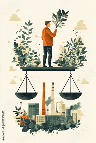 Balancing nature and industry in a modern illustration