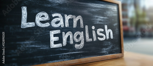 Learn English Chalkboard Sign.
