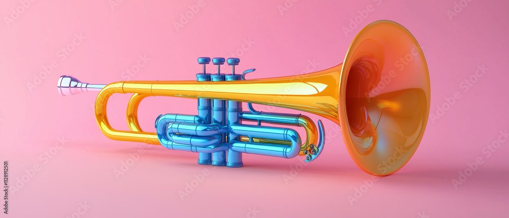 Colorful Trumpet on Pink Background. Colorful Trumpet on Pink Background.