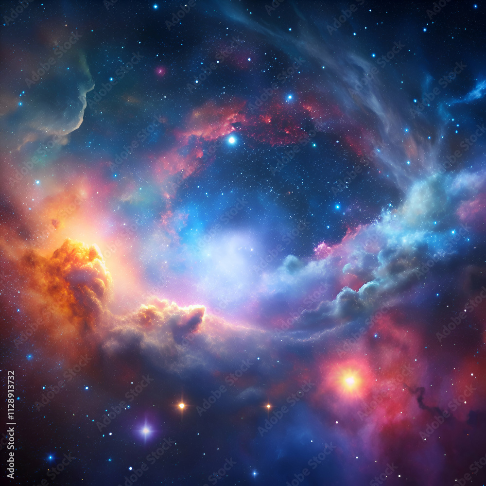 Fototapeta premium A mesmerizing cosmic landscape with vibrant nebulas and twinkling stars.