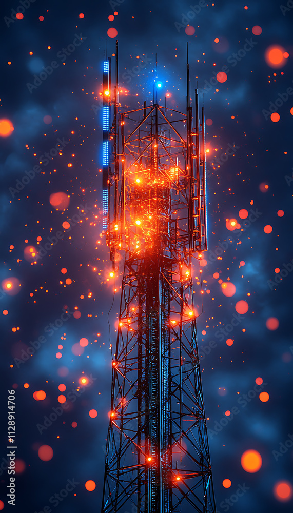 A glowing wireframe rendering of a futuristic 5G tower on a translucent background, highlighted with vibrant blue and black data points. A conceptual image representing advanced digital connectivity.
A glowing wireframe rendering of a futuristic 5G tower on a translucent background, highlighted with vibrant blue and black data points. A conceptual image representing advanced digital connectivity.