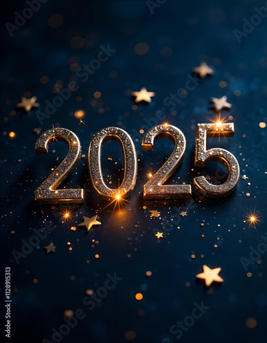 Carte de voeux 2025 paillettes or