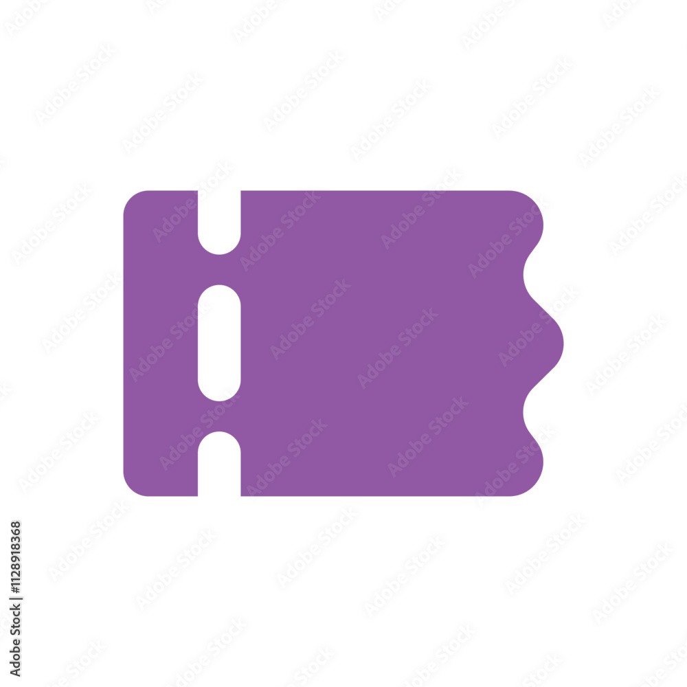 Purple Pixelated Ticket Stub or Voucher Icon Purple Pixelated Ticket Stub or Voucher Icon