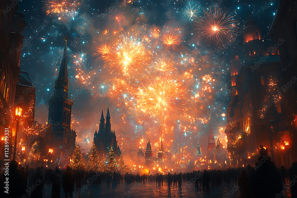 The first day of the year celebrated with dazzling fireworks, lively parties, festive decorations, and joyous traditions marking a fresh start. The first day of the year celebrated with dazzling fireworks, lively parties, festive decorations, and joyous traditions marking a fresh start.