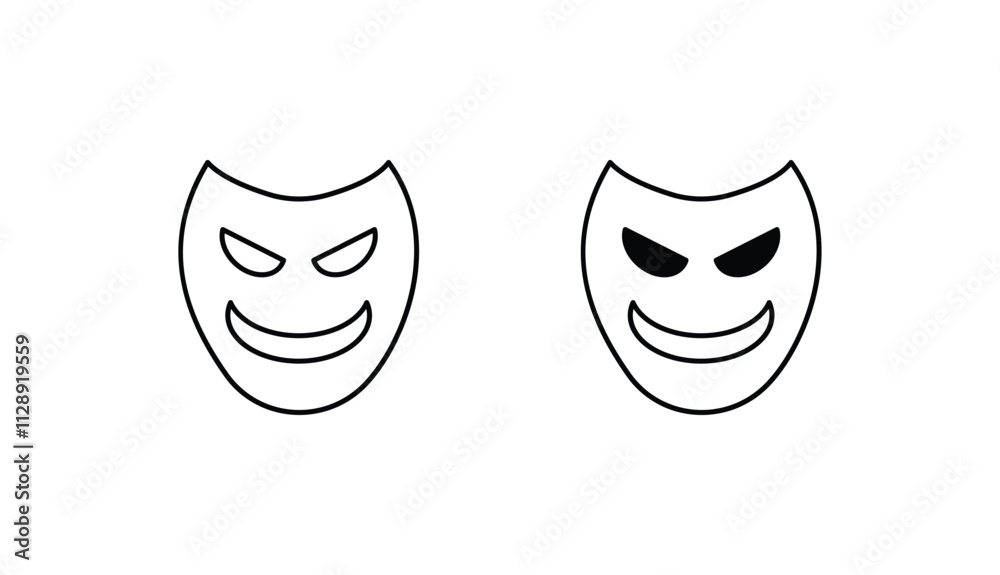 Theater Mask icon design with white background stock illustration Theater Mask icon design with white background stock illustration