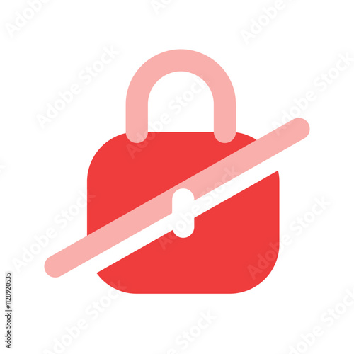 Pixelated Red Padlock Icon with Diagonal Slash, Indicating Unlocked Status
