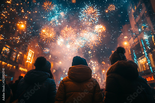 The first day of the year celebrated with dazzling fireworks, lively parties, festive decorations, and joyous traditions marking a fresh start.