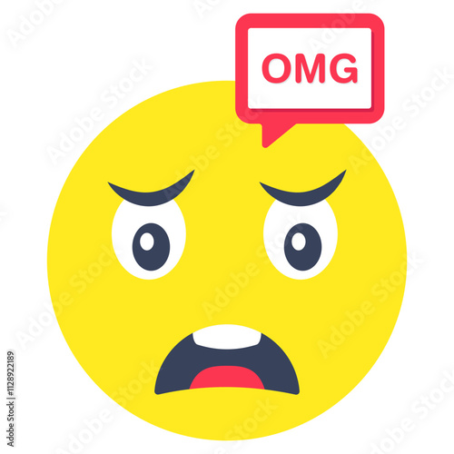 Conceptual flat rounded design icon of omg smiley
