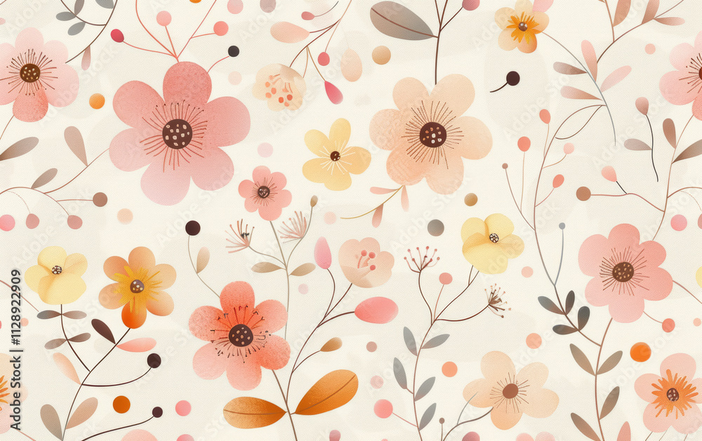 Fototapeta premium Retro style floral texture art background