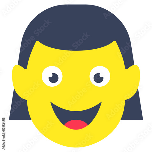 Editable design icon of girl face