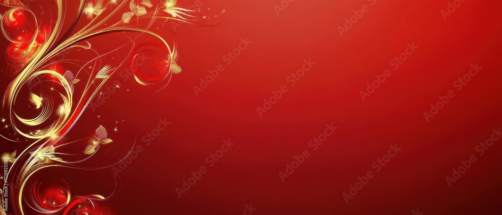 Elegant Red and Gold Floral Design Background for Luxury Branding Elegant Red and Gold Floral Design Background for Luxury Branding