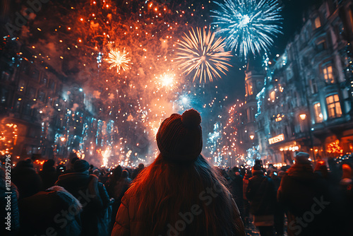 The first day of the year celebrated with dazzling fireworks, lively parties, festive decorations, and joyous traditions marking a fresh start