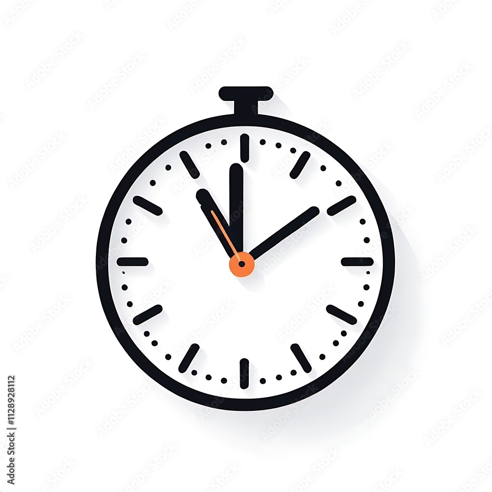 Simple Time Management Icon: A minimalist clock icon with a long shadow, symbolizing time management, deadlines, efficiency, and productivity. Simple Time Management Icon: A minimalist clock icon with a long shadow, symbolizing time management, deadlines, efficiency, and productivity.