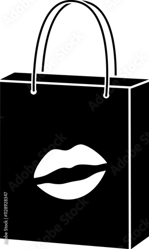 Valentine shopping paper bag silhouette vector.
Valentine's Day gift bag icon.
Isolated Valentine's Day element.
Transparent background.