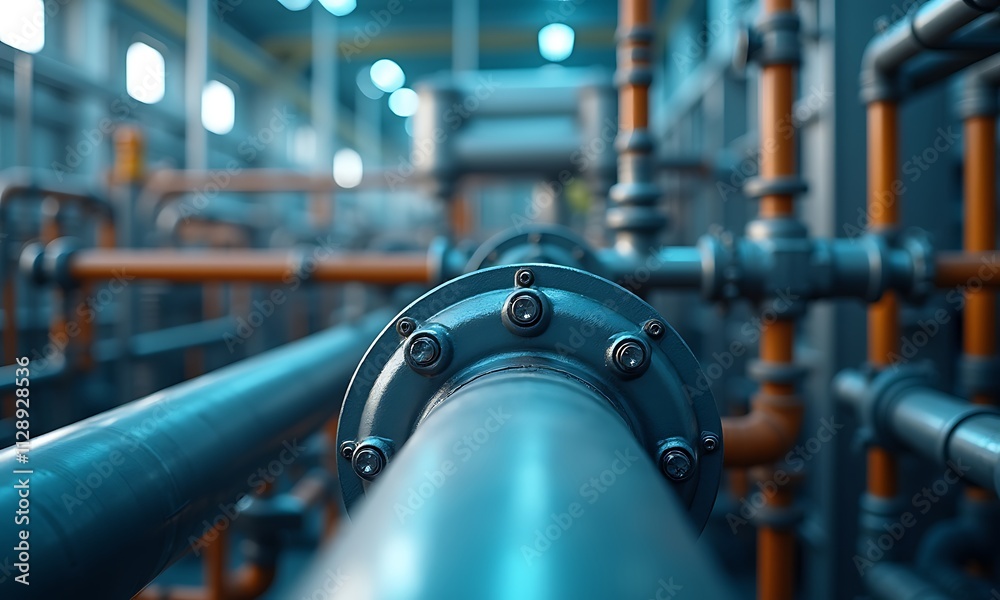 Industrial Pipes in a Steel Factory with Machines and Equipment, Generative Ai Industrial Pipes in a Steel Factory with Machines and Equipment, Generative Ai