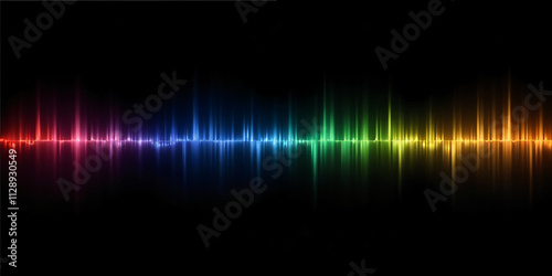 Vibrant sound wave pattern in cosmic night sky abstract digital art with colorful swirling lines and energy movement.