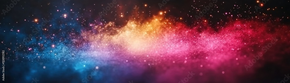 Fototapeta premium Cosmic Nebula Background, Glowing Galaxy Dust
