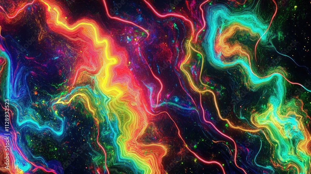 Neon abstract patterns pulsating with energy Neon abstract patterns pulsating with energy