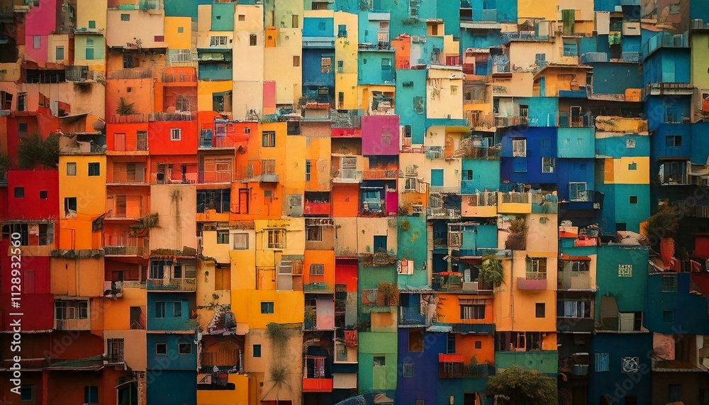 colorful vibrant house in the city square patterns art design colorful vibrant house in the city square patterns art design