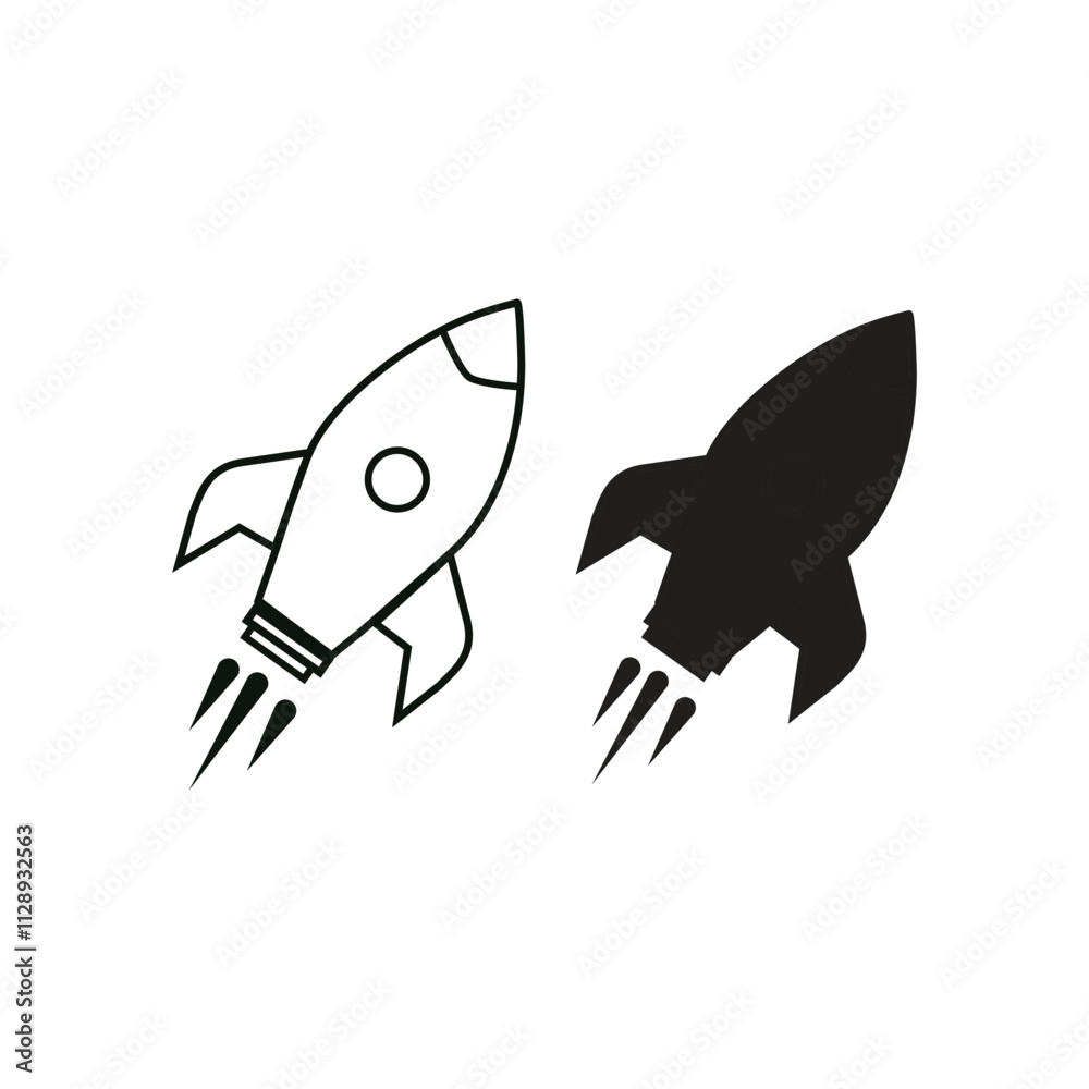 Fototapeta premium Rocket icon vector. Simple outline rocket sign