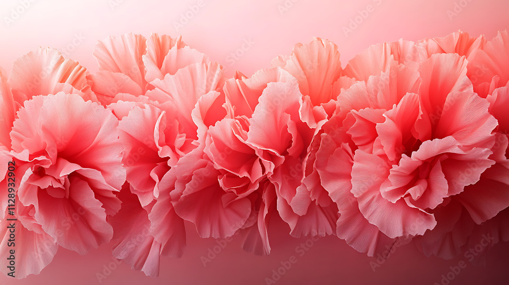 Abstract carnation petals layered to form a textured pattern, gradually blending into a plain pink background Abstract carnation petals layered to form a textured pattern, gradually blending into a plain pink background