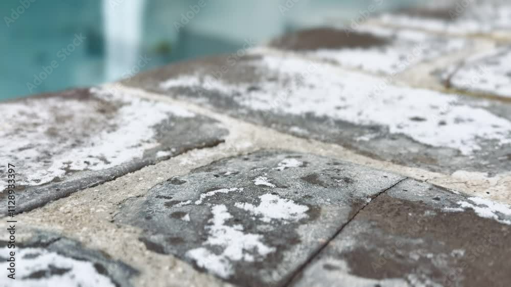 Frost-covered ground in the morning, creating a cold and serene landscape.