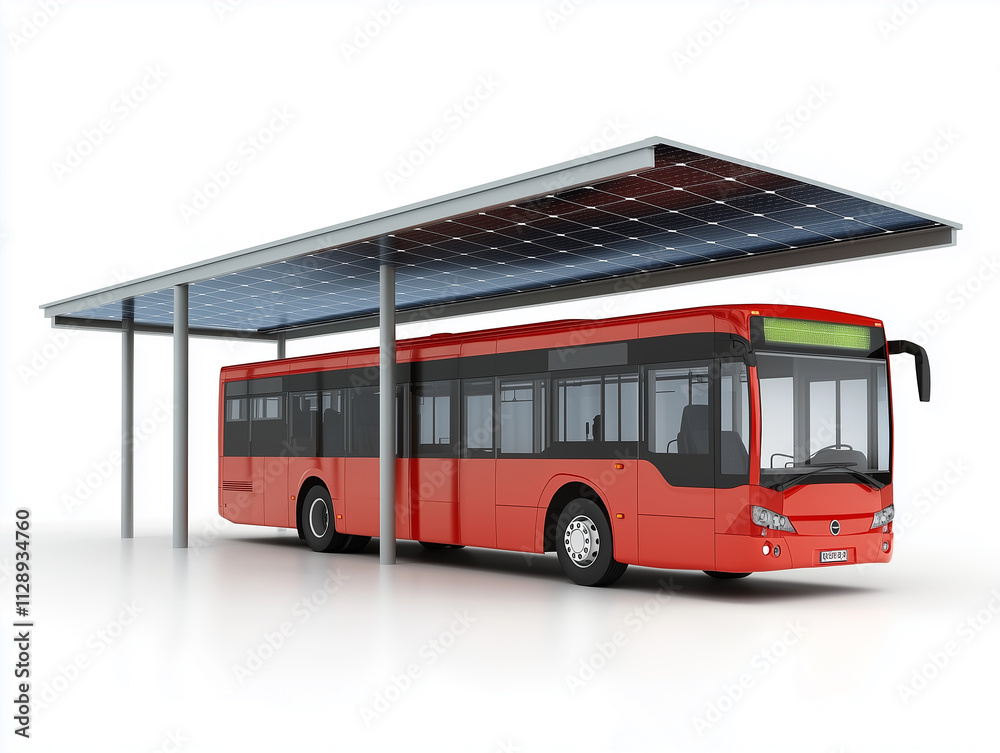 Modern bus station with solar panel roof showcasing sustainable public transport solutions Modern bus station with solar panel roof showcasing sustainable public transport solutions