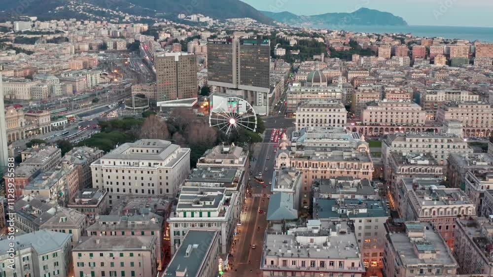 Aerial panoramic view of european city Genoa Genova from above Liguria, Italy. Aerial panoramic view of european city Genoa Genova from above Liguria, Italy.