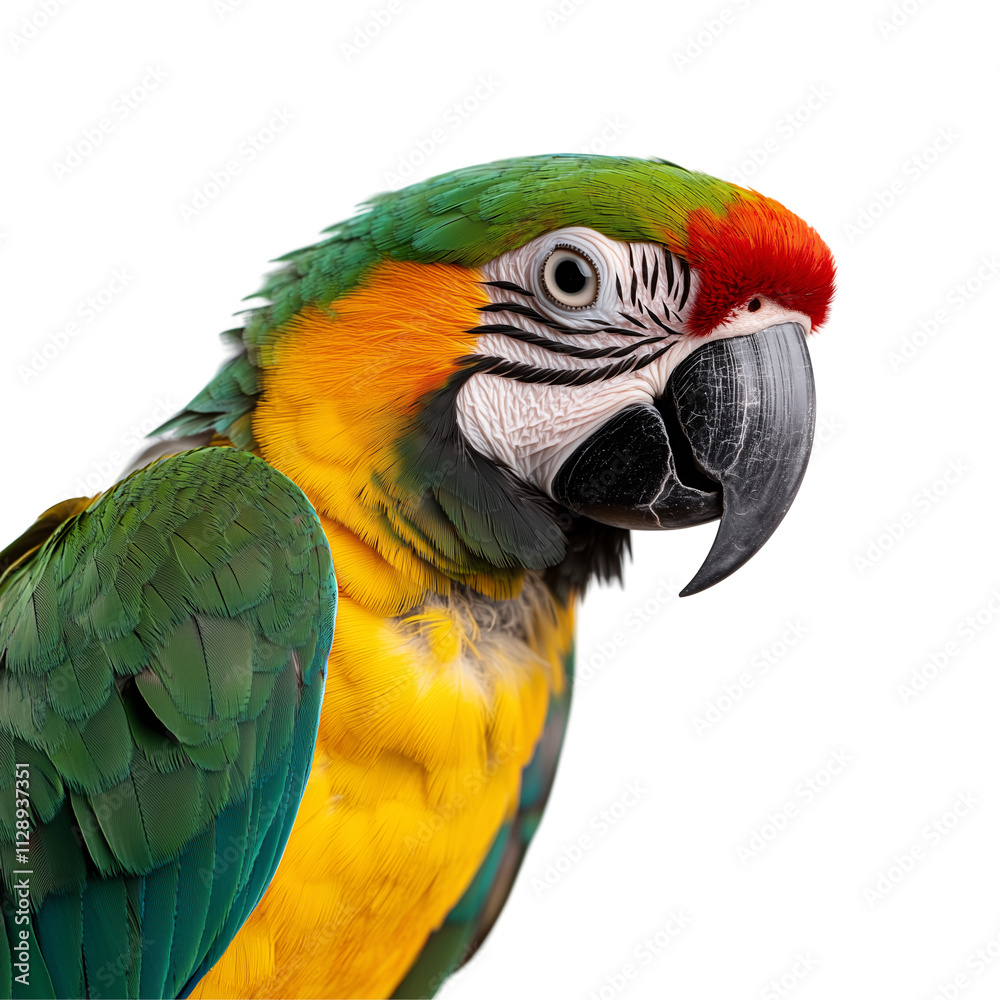 Fototapeta premium A vibrant parrot macaw isolated on a transparent background