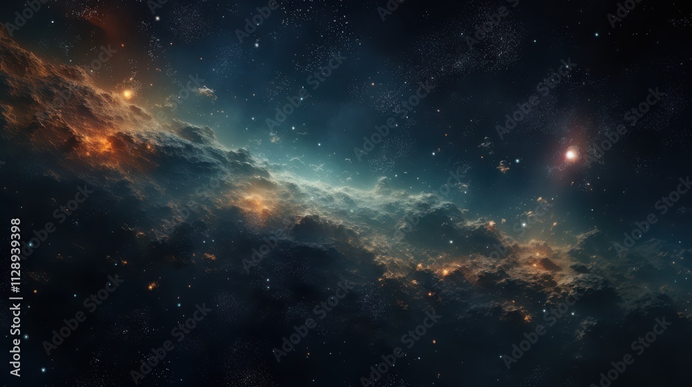 Cosmic Nebula Landscape With Stars And Glowing Clouds Cosmic Nebula Landscape With Stars And Glowing Clouds