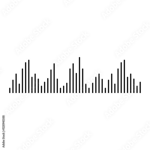 Sound Waveform Equalizer. Black Audio Wave Digital Vector Illustration.